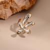 GEMCHIC Women's Gold Flower Necklace Set with Dangle Earrings and Ring, Luxury Titanium Steel Jewelry