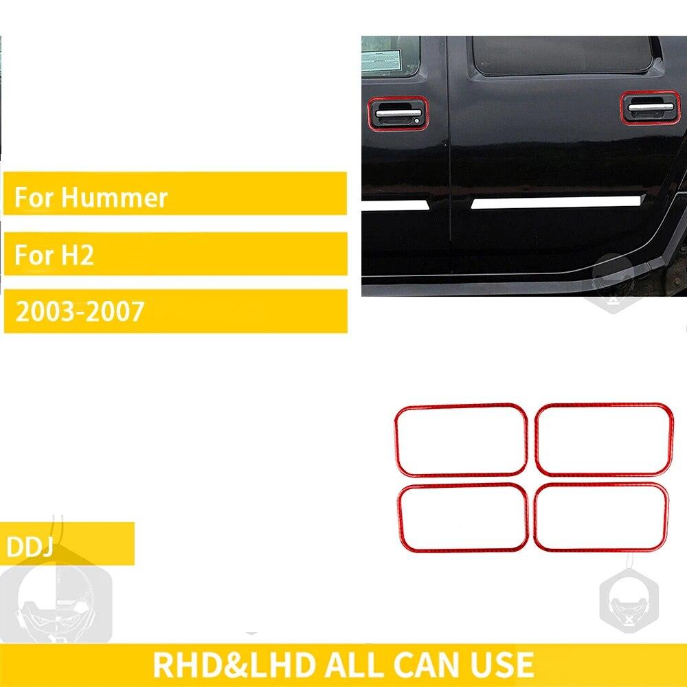 

Для Hummer H2 2003 2004 2005 2006 2007 аксессуары из углеродного волокна, внешняя внешняя дверная ручка, рамка, наклейка, красный, черный красный