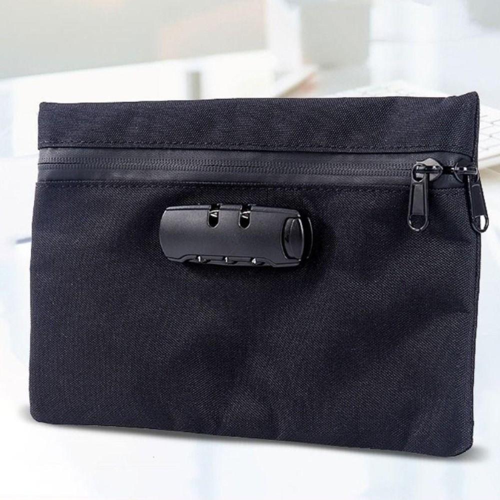Combination Lock Money Bag with Lock Canvas Security Document Bag Portable Locking Pouch  Home