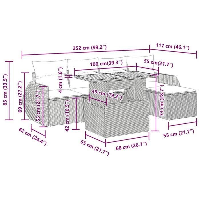 VidaXL Salon de jardin 6 pcs avec coussins gris résine tressée 3327253