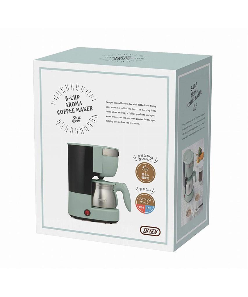Toffy Aroma Coffee Maker Drip Coffee with Steaming and Automatic Stainless Steel Ice Retro Pale 5-Cup K-CM8, Keep-Warm Function, Server, Maker, Style,