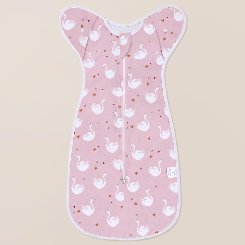 Baby Cotton Swaddle Blanket Newborn Sleep Sack Wrap Arms Up Design Stretchable Sleeves