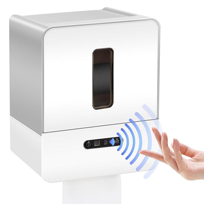 Dispensador Automático de Papel Higiénico, Portarrollos de Baño Inteligente sin Contacto con Luz Nocturna y Carga USB, Funciona con Pilas