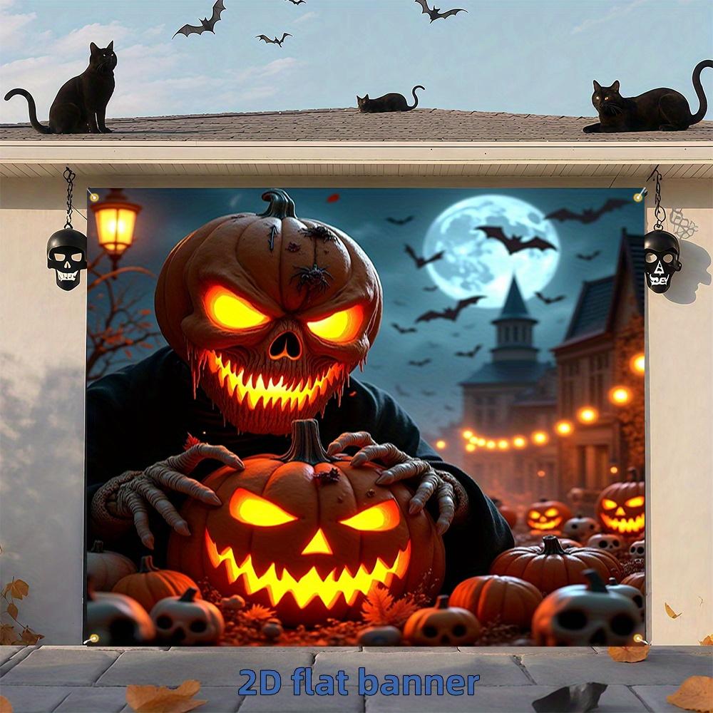 1Pcs Halloween Glowing Pumpkin Head Skeleton Decoration Background Halloween Backdrop Decorations For Photo Studio Booth Party