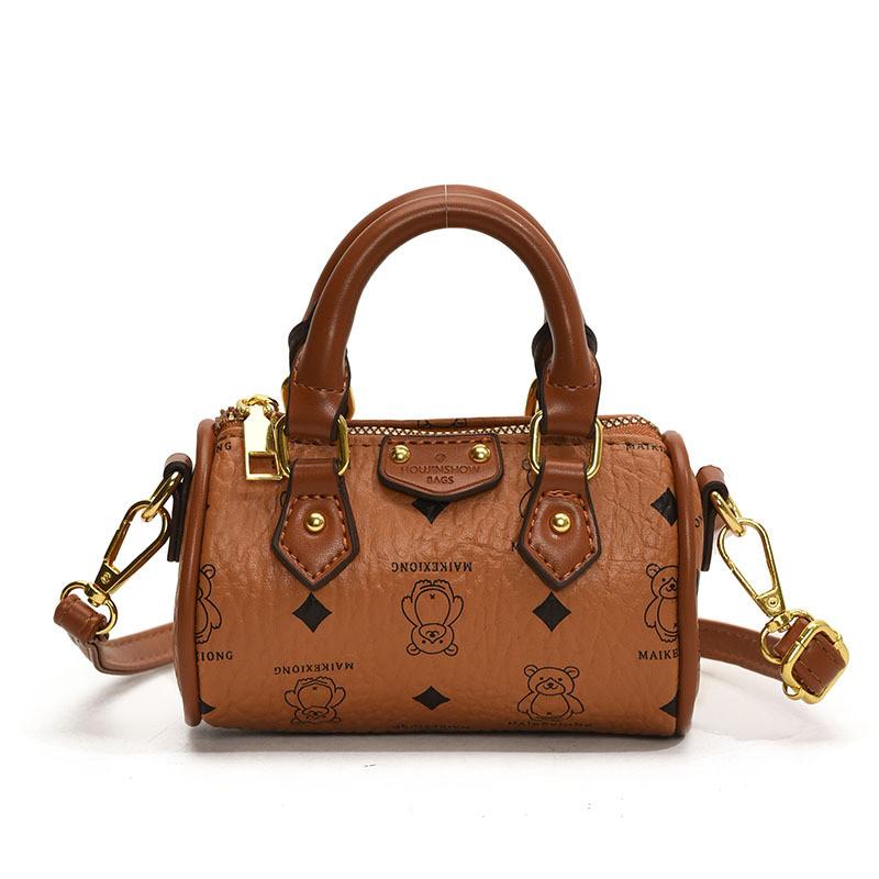 Pu Material Adorable Small Handbag For Kids Featuring Fun Letter Design Print