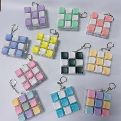 New Fidget Keychain Diy Keyboard Fidget Keychain Keys Button Relief Stress Finger Keyboard Cap 9Keys Pass The Time Clicker Toy