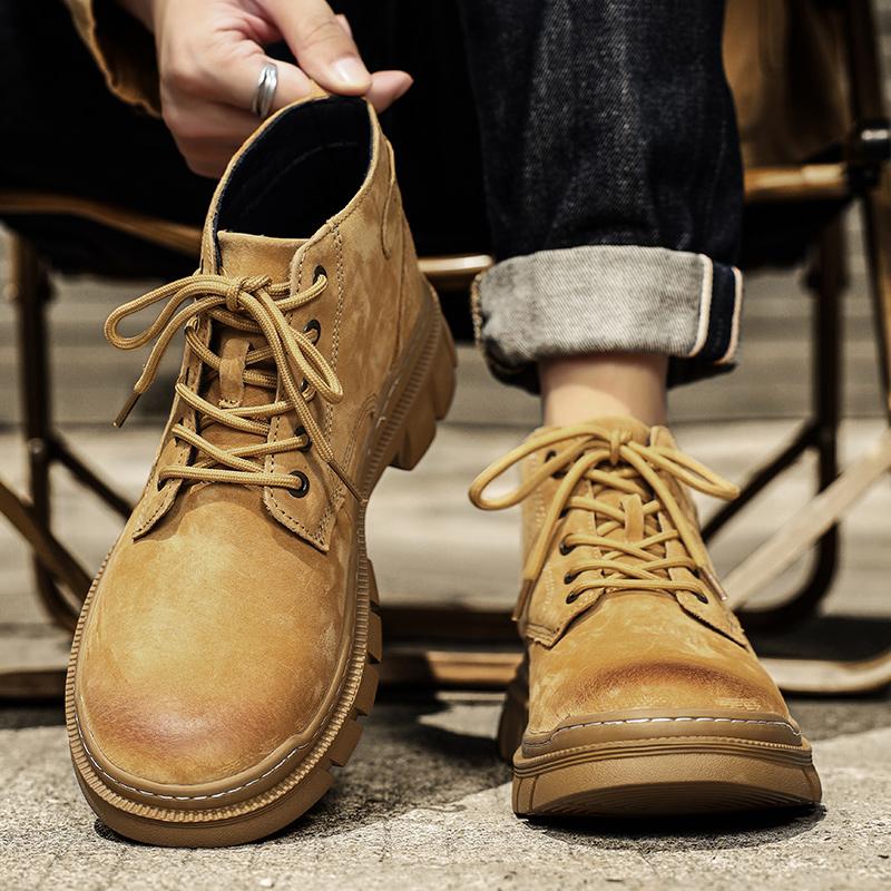 Men Shoes Male Moto Shoes Genuine Leather Men Boots Outdoor Casual Shoes For Men Platform Boots Ankle Boots High Quality