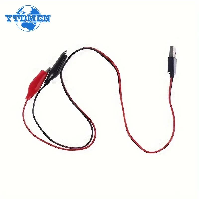 Alligator Test Clips Clamp To USB Male Socket Test Leads Connector Power Supply Adapter Wire 60CM Cable Crocodile Clips