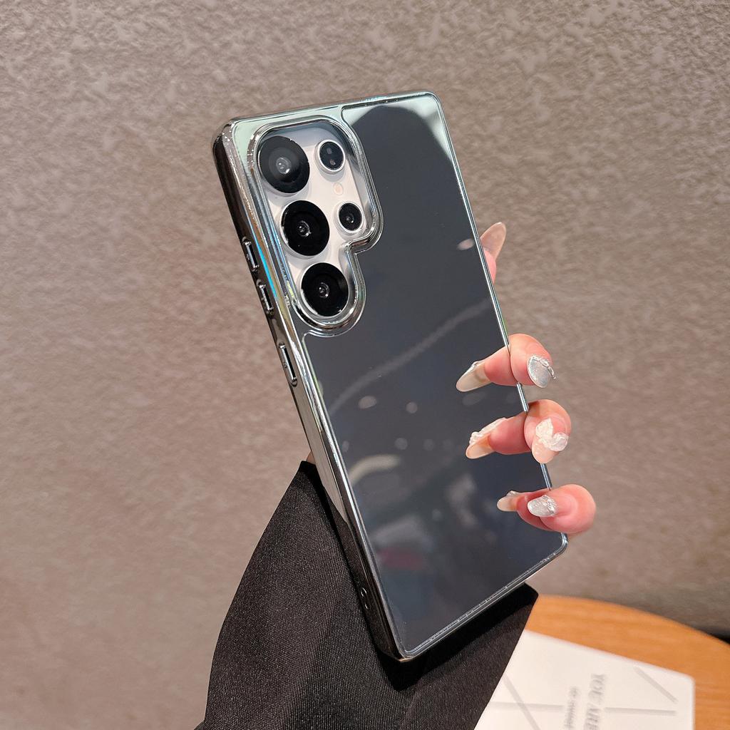 Samsung S25Edge Electroplating Makeup Mirror Mobile Phone Case S24Ultra Full Inclusive Anti Fall New Hard Case