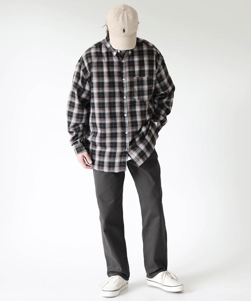 Modernmoment Forward Oversized Check Shirt [Black]