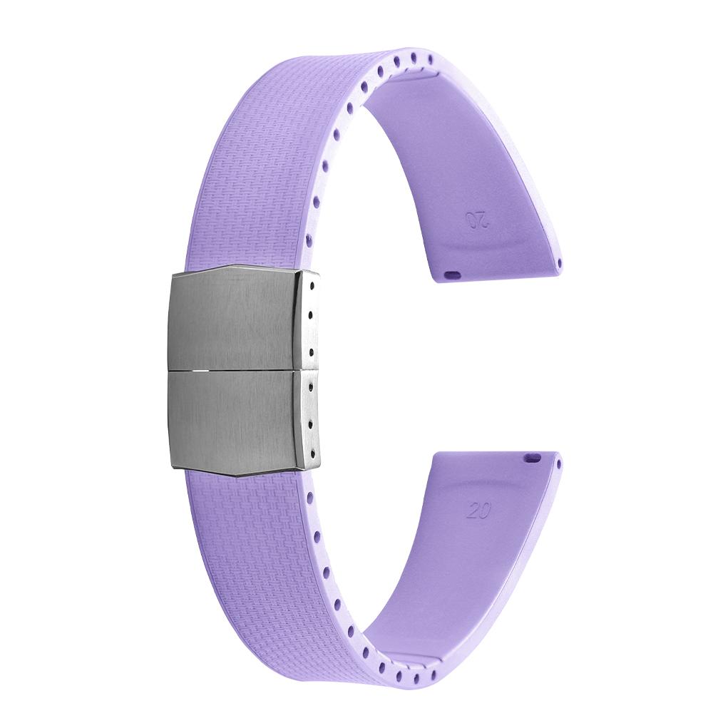 20mm Delugs CTS FKM Gummi Uhrenarmbänder mit 4 Farben Schmetterlingsschließe Einzigartige Textur Schnellverschluss Uhrenarmband für Markenuhr