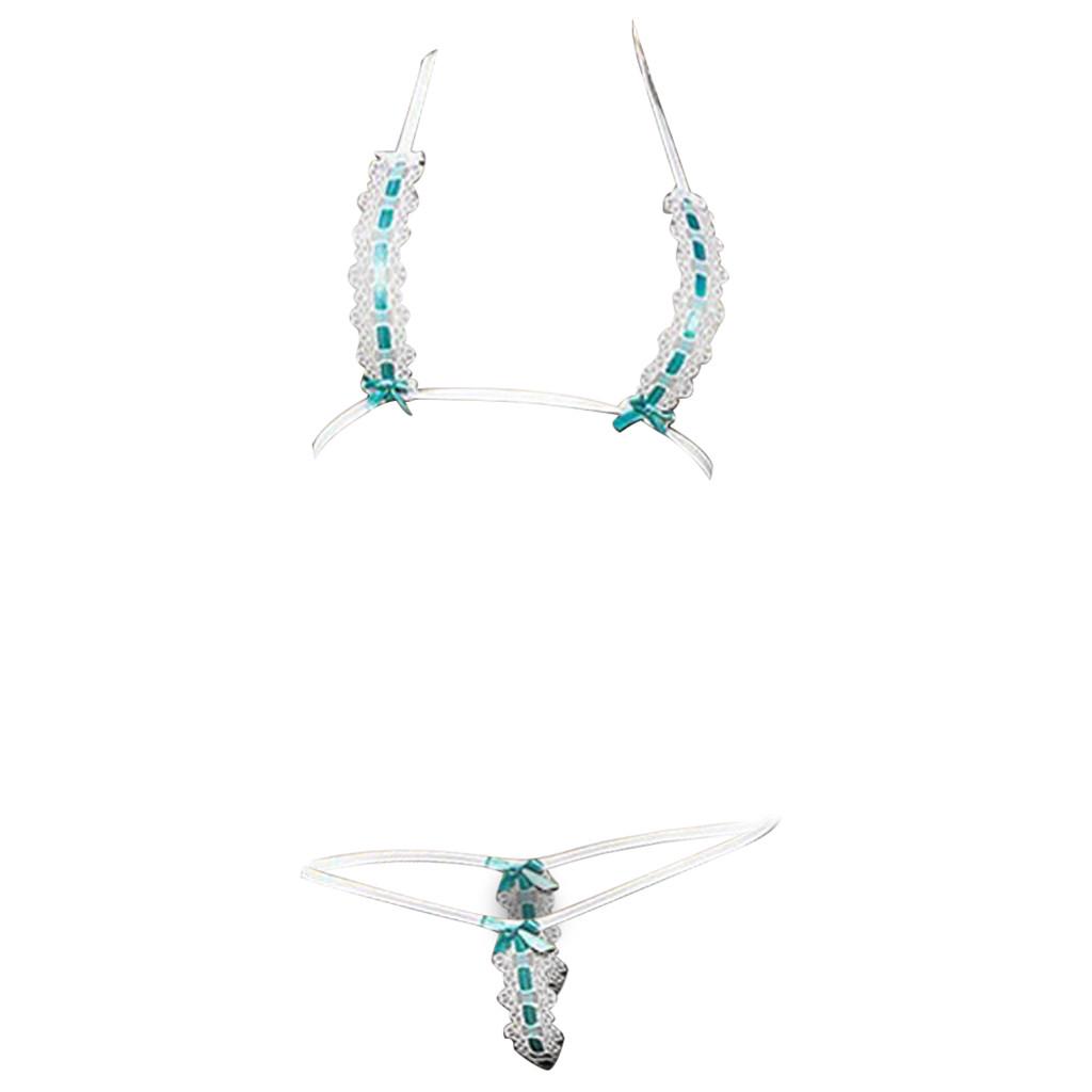 Women Sexy Sleepwear Set Lace Lace-ups Hollow Out Temptation Underwear