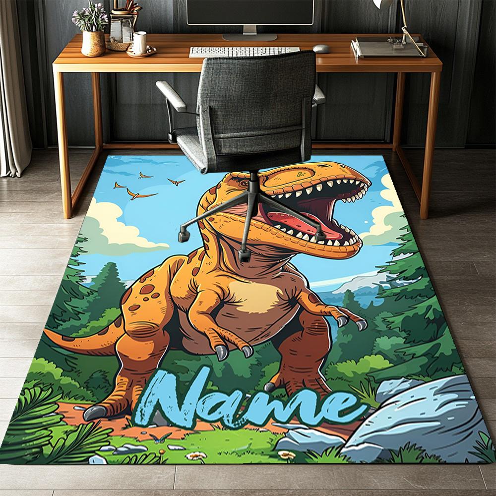 Custom Name Dinosaur Printed Carpet,Rug for Office Chair Living Room Bedroom Kitchen Room Decor Gifts.