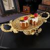 European Style Round Fruit Tray Golden Snack Tray with Handles for Storage Cookie Cake Dessert Food Candy Serving Dish