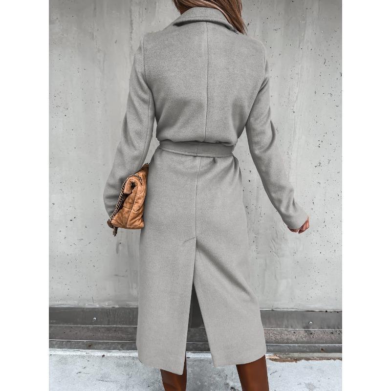 YYFS Women's Fashion Casual Solid Color Print Autumn Winter Long Sleeve POLO Neck Jackets & Coats