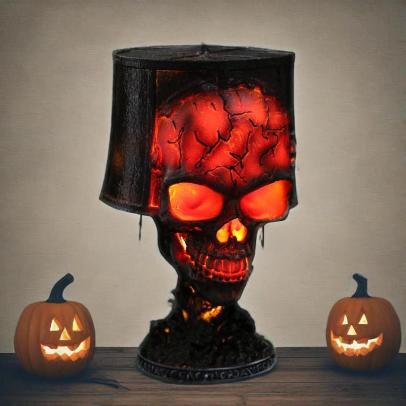 Halloween Gothic Skull Lamp Usb Plug Lava Skeleton Decorations For Home Desktop Ornaments Gift