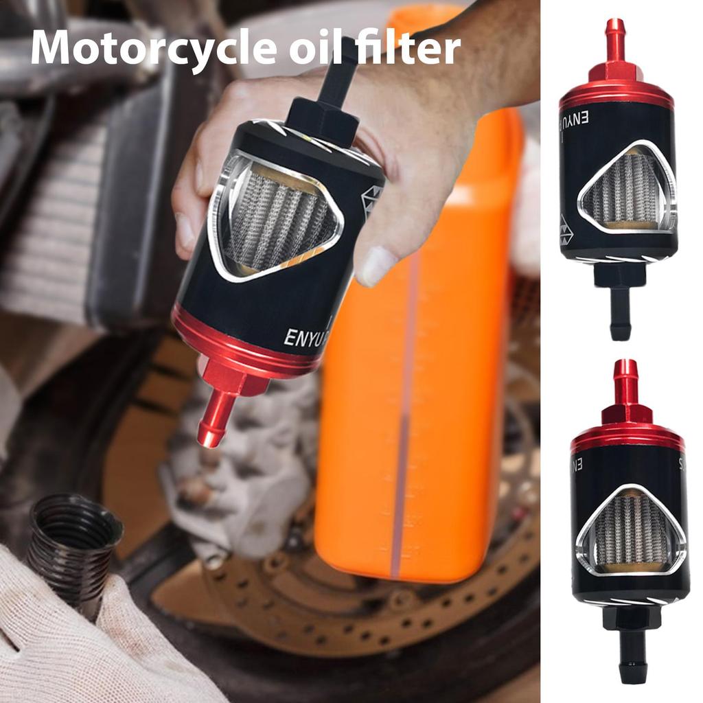 Motorcycle Filter Oil Alloy Oil Filter Stainless Steel Core Glass Perspective High-Flow Efficiency Oil Filter Alloy Construction