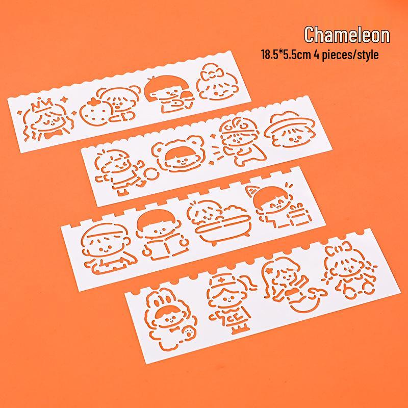 Hand-Painted Cartoon Student Ruler - Cute and Creative DIY Graffiti and Lace Stationery Template