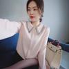 Women's Beige Peter Pan Collar Blouse Embroidered Detail Long Sleeve Elegant Casual Office Top For Daily Wear