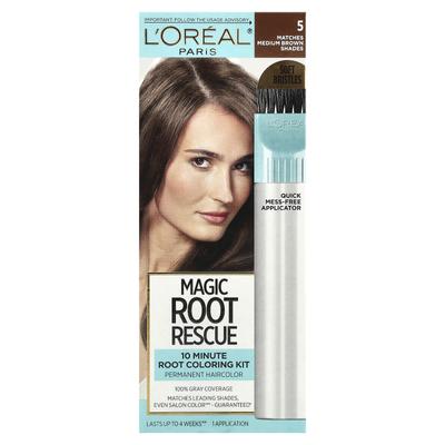 L'Oréal, Root Rescue, Kit tintura radici da 10 minuti, 5 castano medio, 1 utilizzo