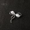 Women Brooch Faux Pearl Hollow Bow Decor Stainless Exquisite Vintage Anti-slip Wear-resistant Coat Collar Hat Scarf Decoration Clothes Pin Garment