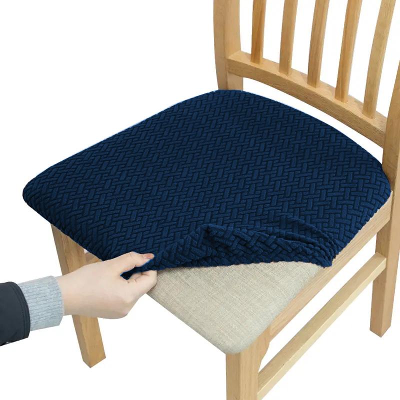 Jacquard Chair Seat Cover For Kitchen Dining Room Wedding Removable Stretch Elastic Dining Slipcovers Chair Cushion Cover 1PC