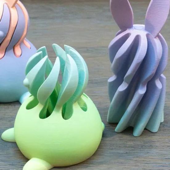 3D Printed Spiral Rabbit Figurine Easter Small Bunny Decoration for Home Office Desk Bookshelf Decor
