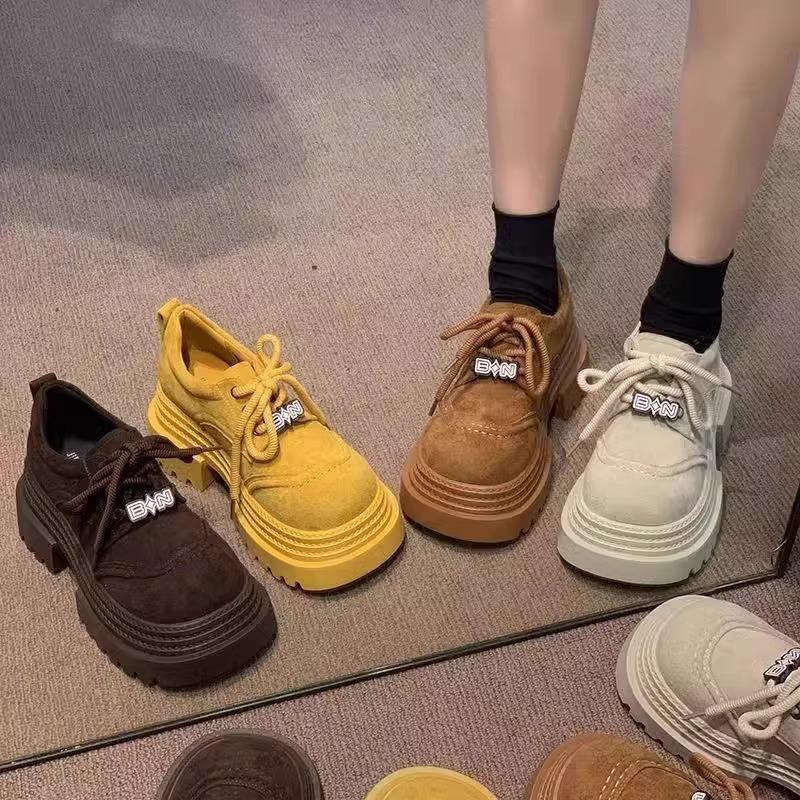 2025 Spring and Summer New Platform Heightening Retro Loafers Women's Versatile Casual Fashion Single Shoes British Style Small Leather Shoes
