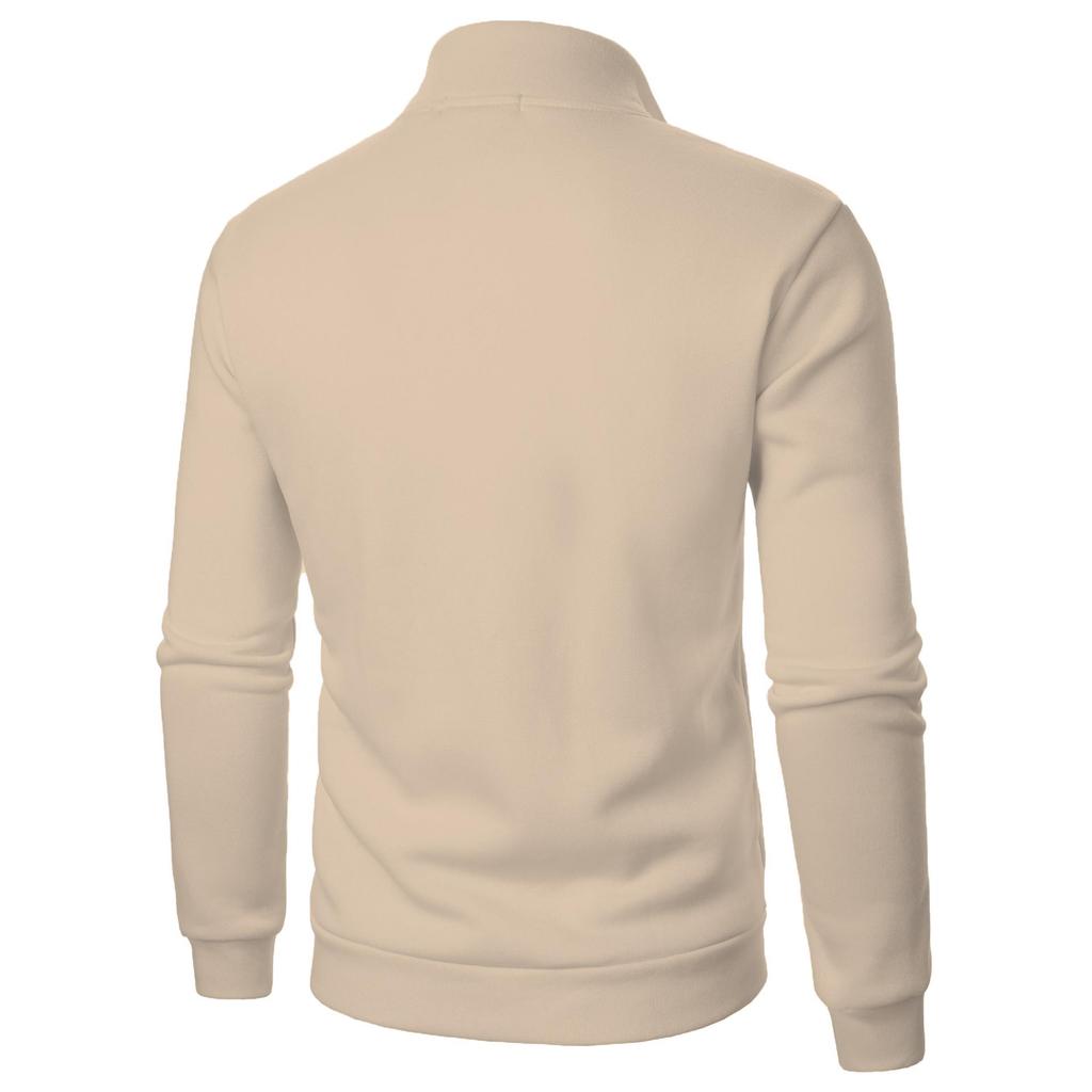 Men's Solid Color Stand Collar Casual Pullover Sweatshirt