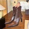 Fashion 2025 Spring Pointed Toe Women Modern Ankle Boots Fashion Soft Leather Short Booties Concise Stiletto High Heels Shoe Botas Mujer