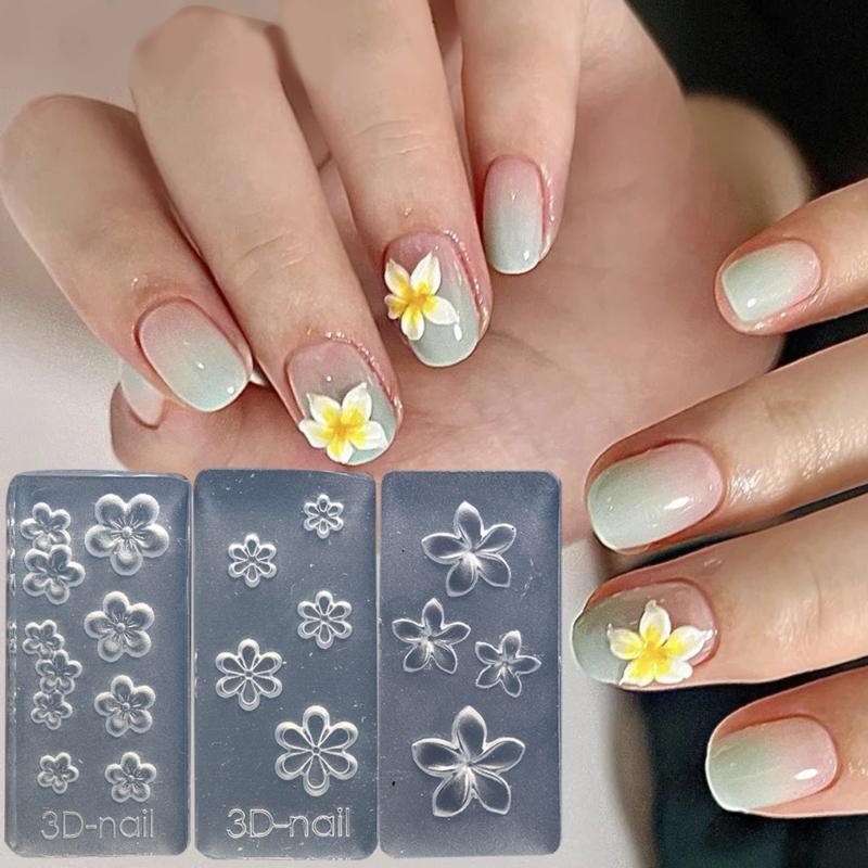10 STÜCKE Silikon Nagelkunstformen Blume Nagelkunst Vorlage Formen Silikon Textur für Kosmetikerinnen und Nagelkunstlerner