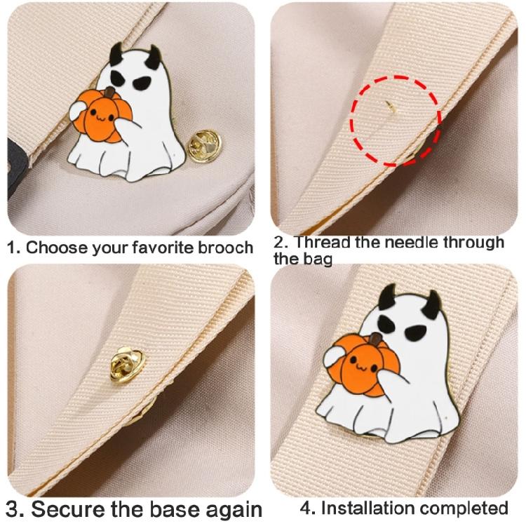 Festive Halloween White Specters Pumpkin Alloy Brooch Costume Jewelry For Parties And Celebrations