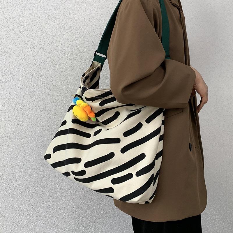 Slouchy Canvas Shoulder Bag for Women with Large Capacity