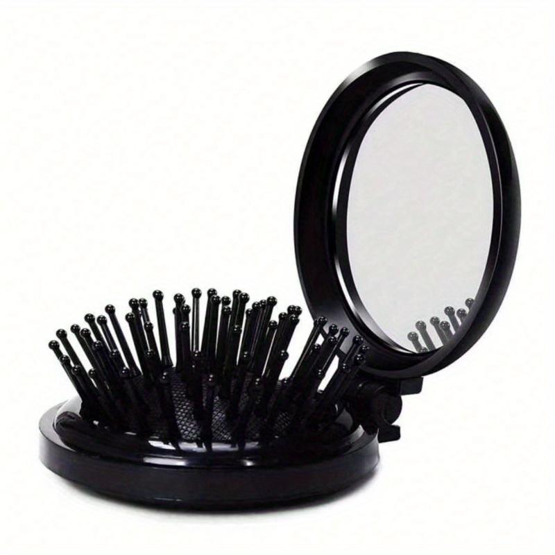 1pz Specchio da Viaggio Pieghevole Spazzola per Capelli Rotonda Pieghevole Tascabile Mini Pettine per Capelli Pettine Massaggianti per Capelli Compatto da Viaggio per Donne Ragazze