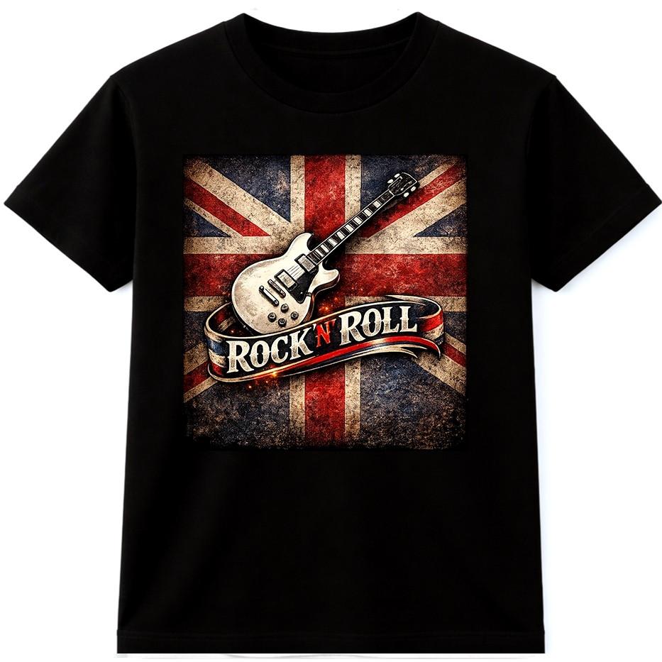 Union Jack Guitar T Shirt Vintage Rock N Roll Music Graphic Tee Mens Womens S разноцветный