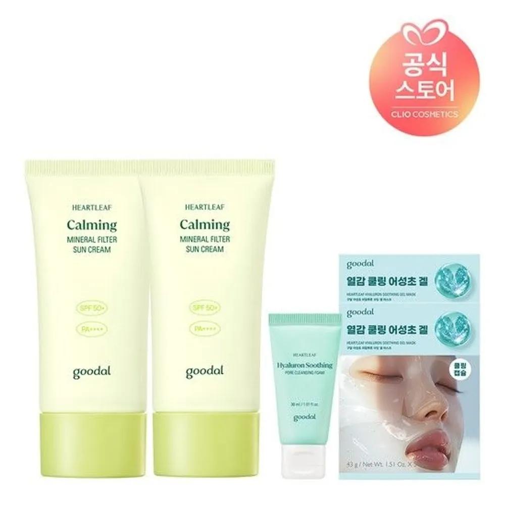 Clear Houttuynia Cordata Soothing Mineral Sunscreen 50ml x2 + Houttuynia Cordata Cleansing Foam 30ml