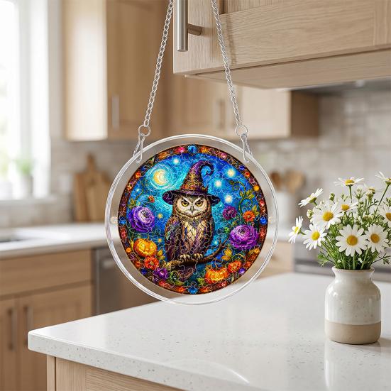 DYS Halloween Acrylic Puzzle Suncatcher, 7.87 Inch Sun Catcher Window Hanging Ornament, Ideal for Gifting and Home Decor