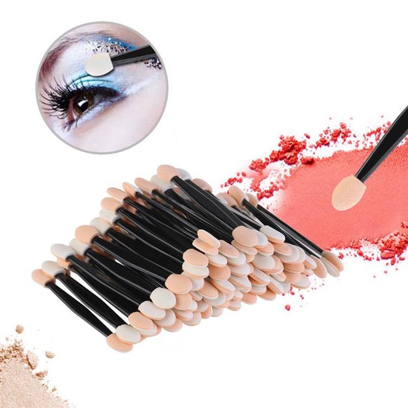 50PCS Disposable Eye Shadow Brushes Dual Sided Sponge Nylon Makeup Eye Shadow Brushes For Cosmetic Applicator Make Up Hot