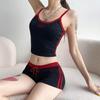Summer Sporty Casual Two-Piece Set: Embroidered Sling Vest & Shorts for Girls