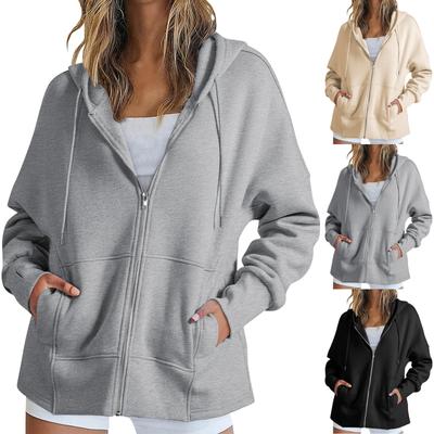 Womens Zip Up Hoodies Long Sleeve Fall Oversized Sweatshirts Jacket With Pockets  Fashion Clothes Hoodies For Women