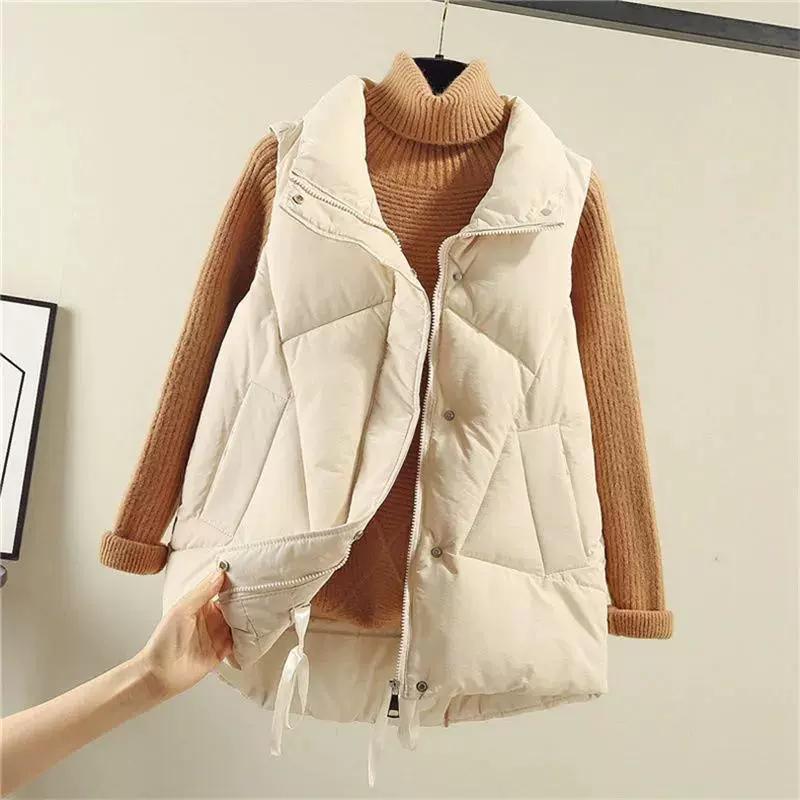 

Cotton Vest Women s Autumn and Winter Fashion Trend Vest Large Size Western Style All-match Vest Jacket XS бежевый