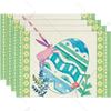 4/6Pcs Green Cute Easter Eggs Rabbits Easter Placemats Seasonal Autumn Table Mats for Party Kitchen Dining Decoration
