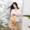 Sancai 2026 Summer Lace V-Neck Short Sleeve White Blouse