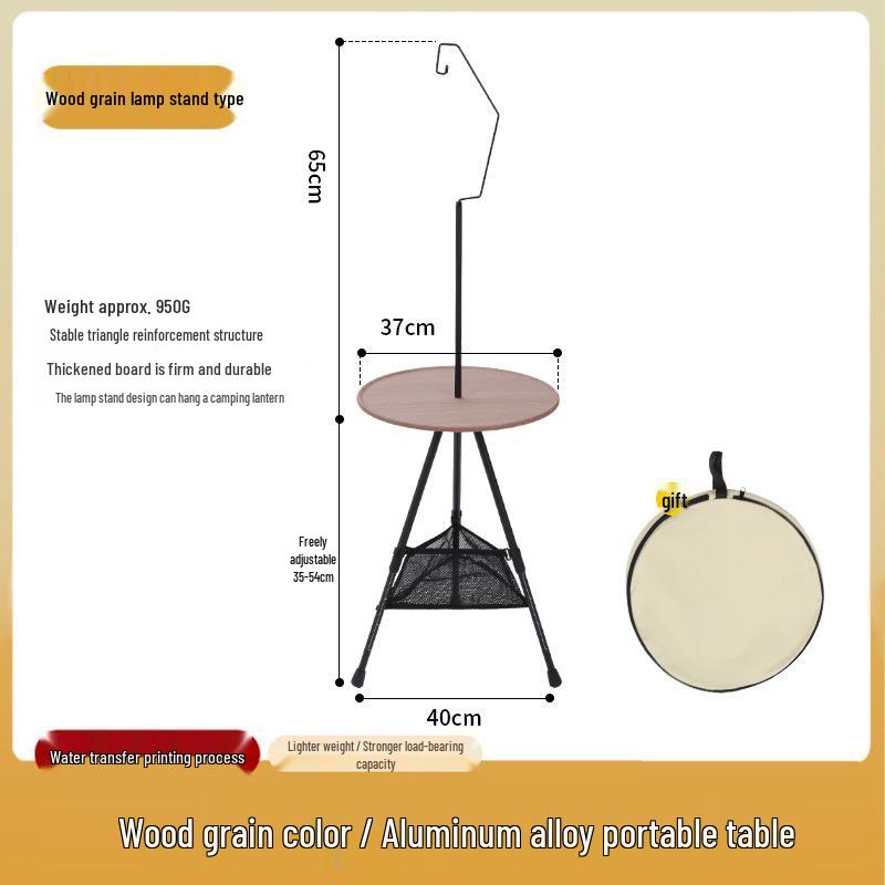 Adjustable Aluminum Folding Outdoor Table with Lamp Holder for Camping and Motorcycle Touring
