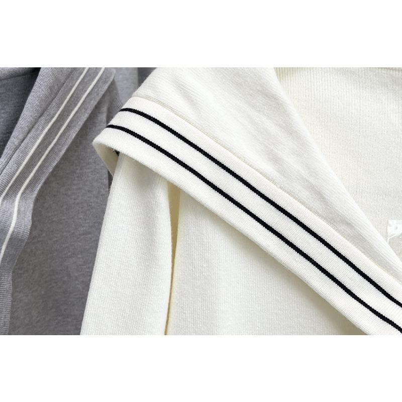 Plus Size Women Ribbon Sailor Collar Long Sleeve Knit Sweater