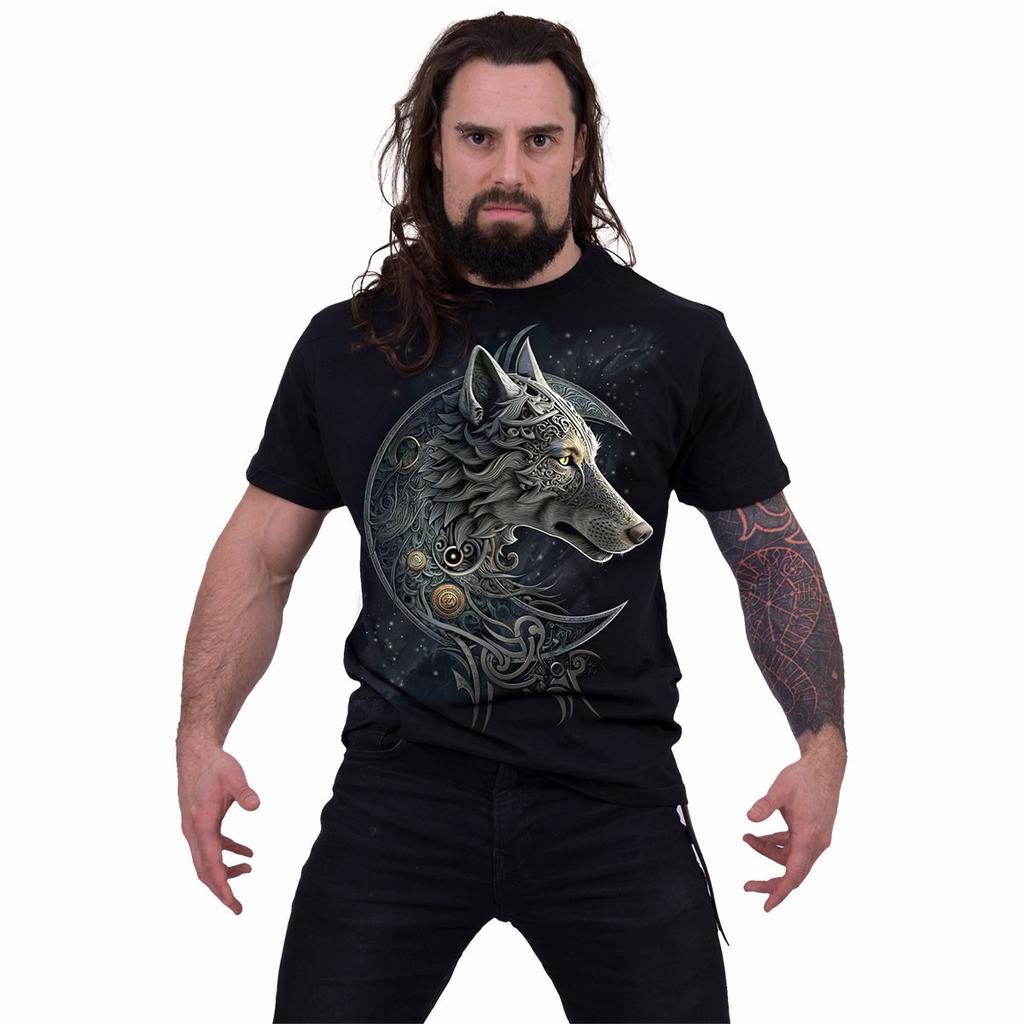 Spiral Direct Unisex Adult Celtic Wolf Back Print T-Shirt