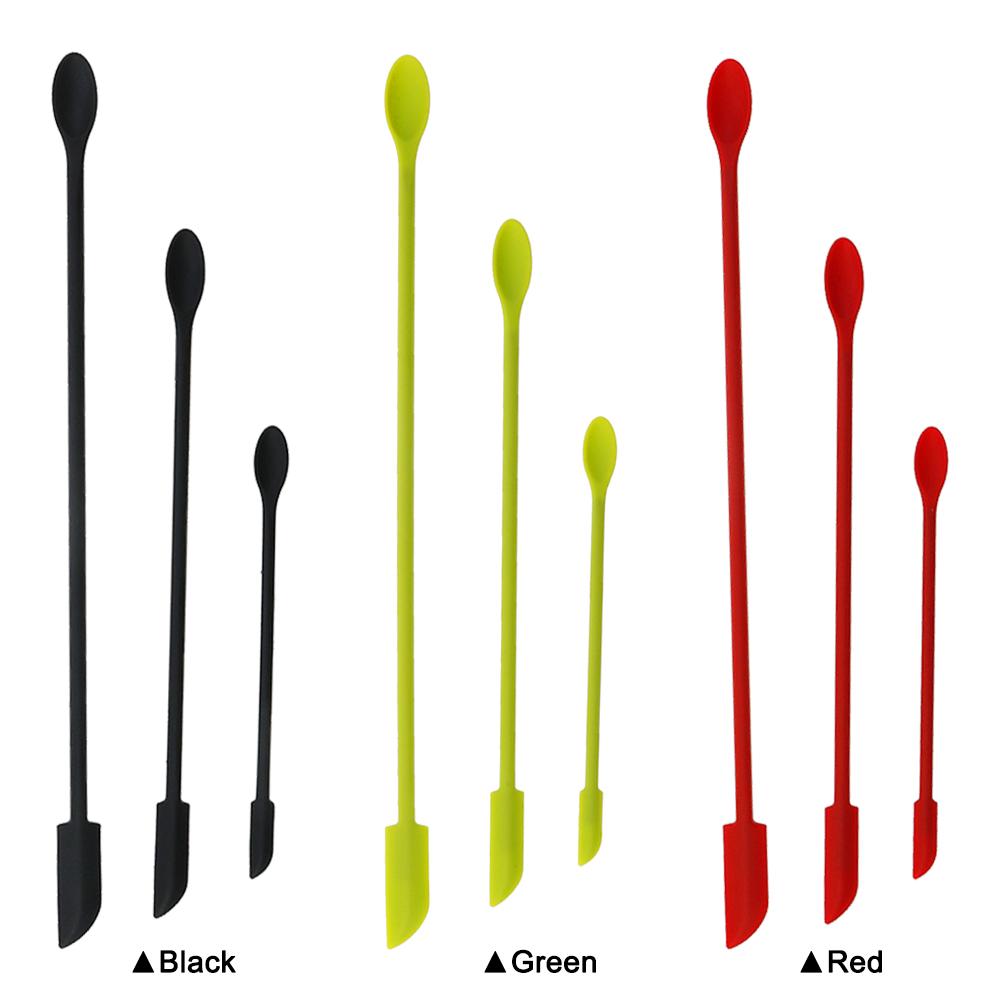 3 Pcs/Set 3 Colour 48G Silicone Anti-Stick Double Head Mini Spatula Small Tip Jam Scraper With Spoon Kitchen Baking Tool