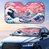 Blue Wave Cherry Blossoms Sun Visor Foldable Car Windshield Sun Shade UV Protection Reflective Heat Insulation Reusable Cover
