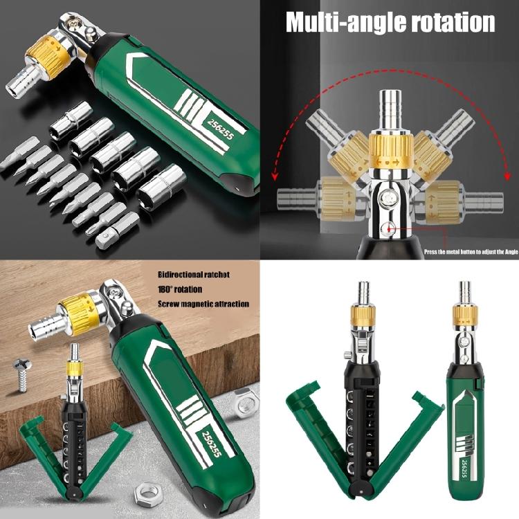 Ratcheting Screwdriver Bit 14 Tip 360 Degree Rotating Head Carbon Steel Construction Comfortable Grip For Prolonged Use