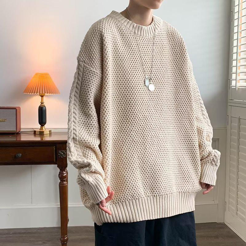 

Men s Trendy Korean-Japanese Style Thickened Sweater for Autumn/Winter - Loose Fit, Ins Hong Kong Style, Lazy Jacket Double Extra Large червоний